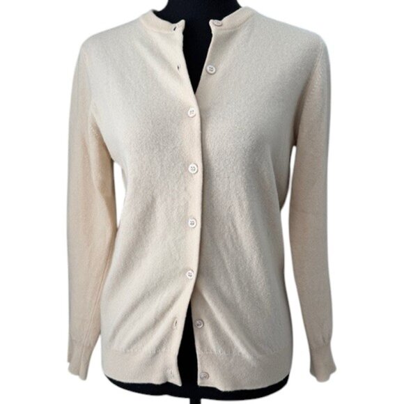 Vintage Sweaters - VINTAGE Glenmac Beige Cream 100% Cashmere Cardigan Sweater Small